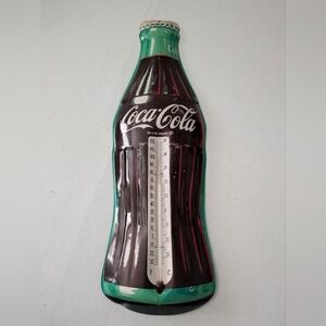 Coca-Cola Tin Coke Bottle Thermometer Sign Advertisement 16.5”